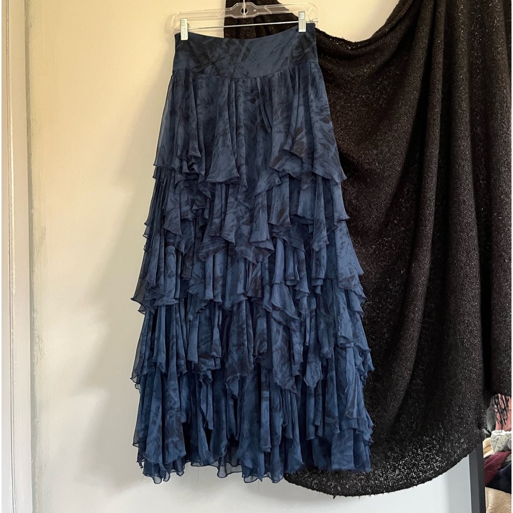 Free People Layered Ruffled Maxi Skirt sz 0